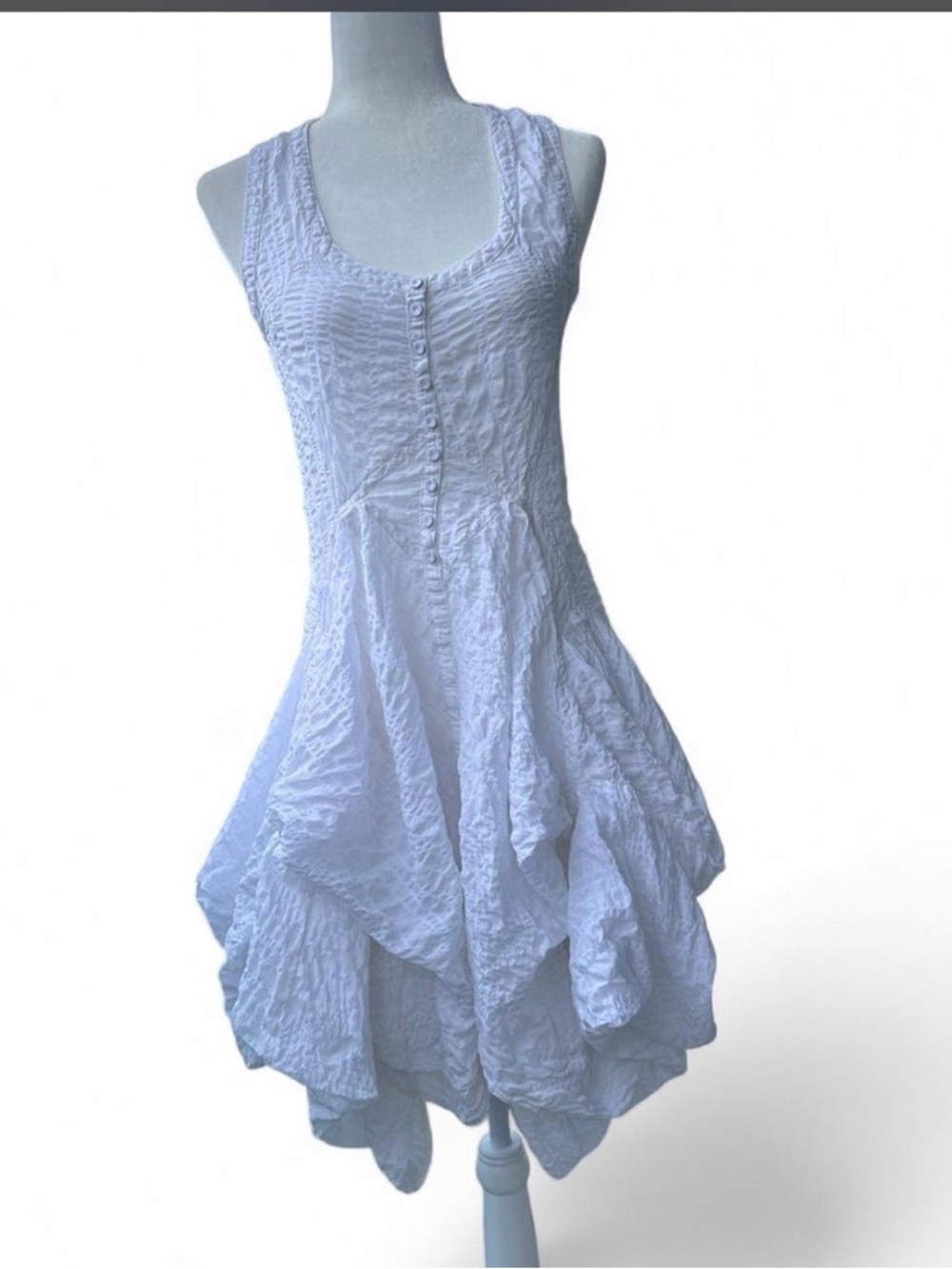 Luna Luz white crinkle scoop neck bubble dress size S